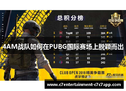 4AM战队如何在PUBG国际赛场上脱颖而出